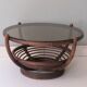 Round coffee table in bamboo, rattan, manou, Italy 1970