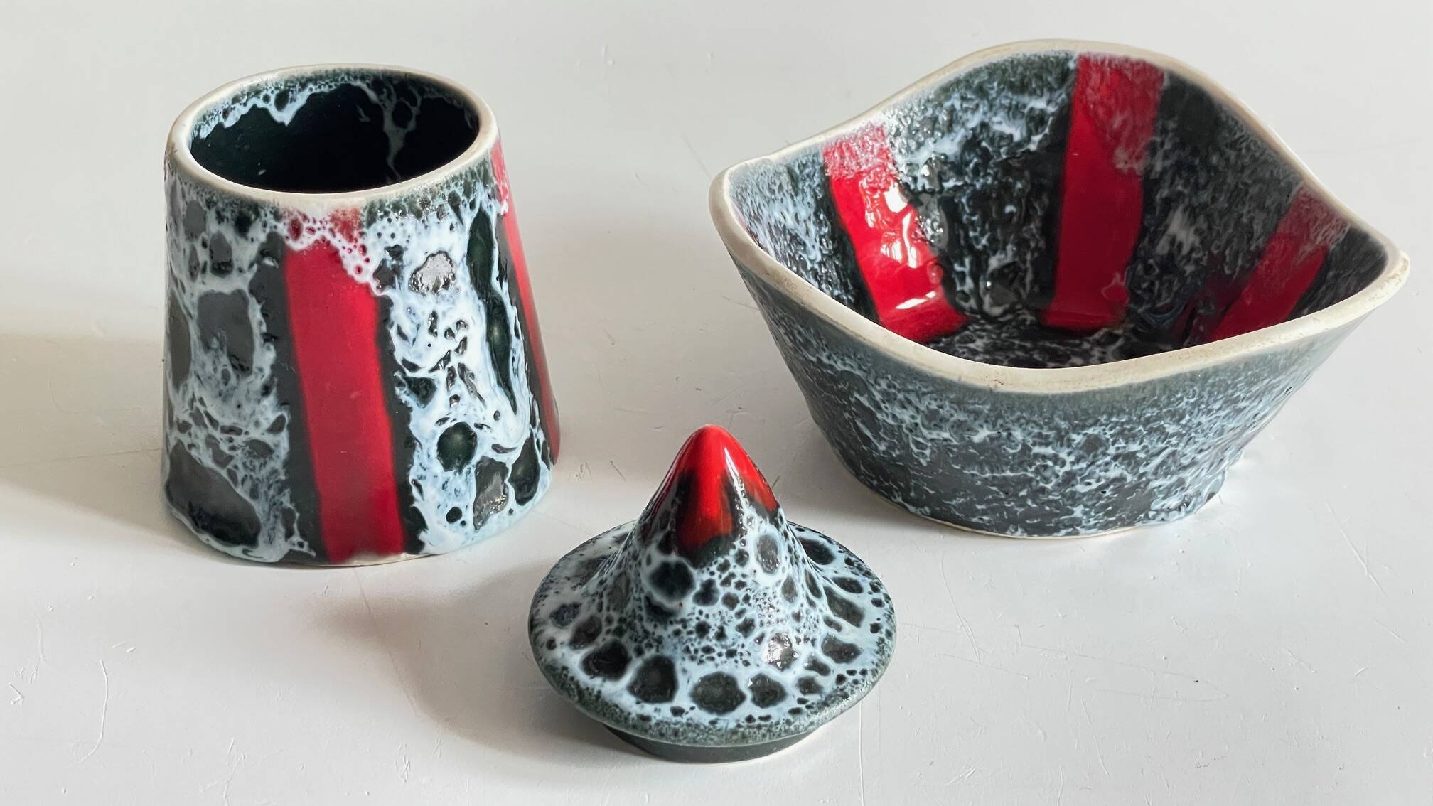 Vintage Vallauris ceramic candy and sugar bowl