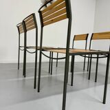 6 old metal and wood chairs, Italian design from the 80s, vintage