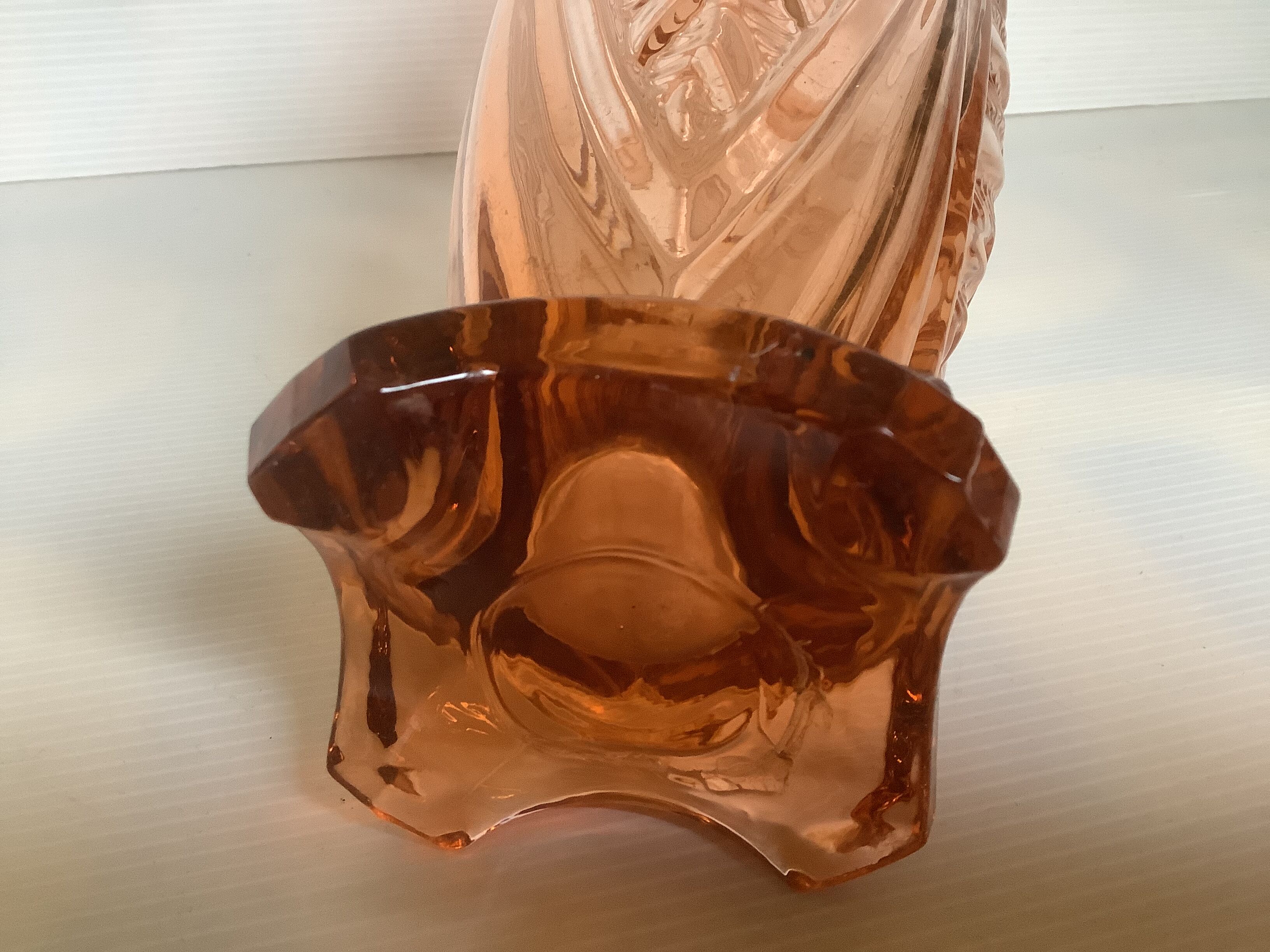 Art deco pink glass vase