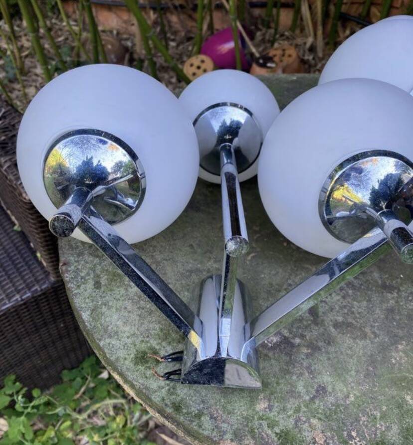 Pair of Sciolari-style opaline wall lights