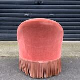 Pink velvet toad chair, 50s