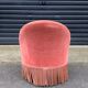 Fauteuil crapaud velours rose années 50