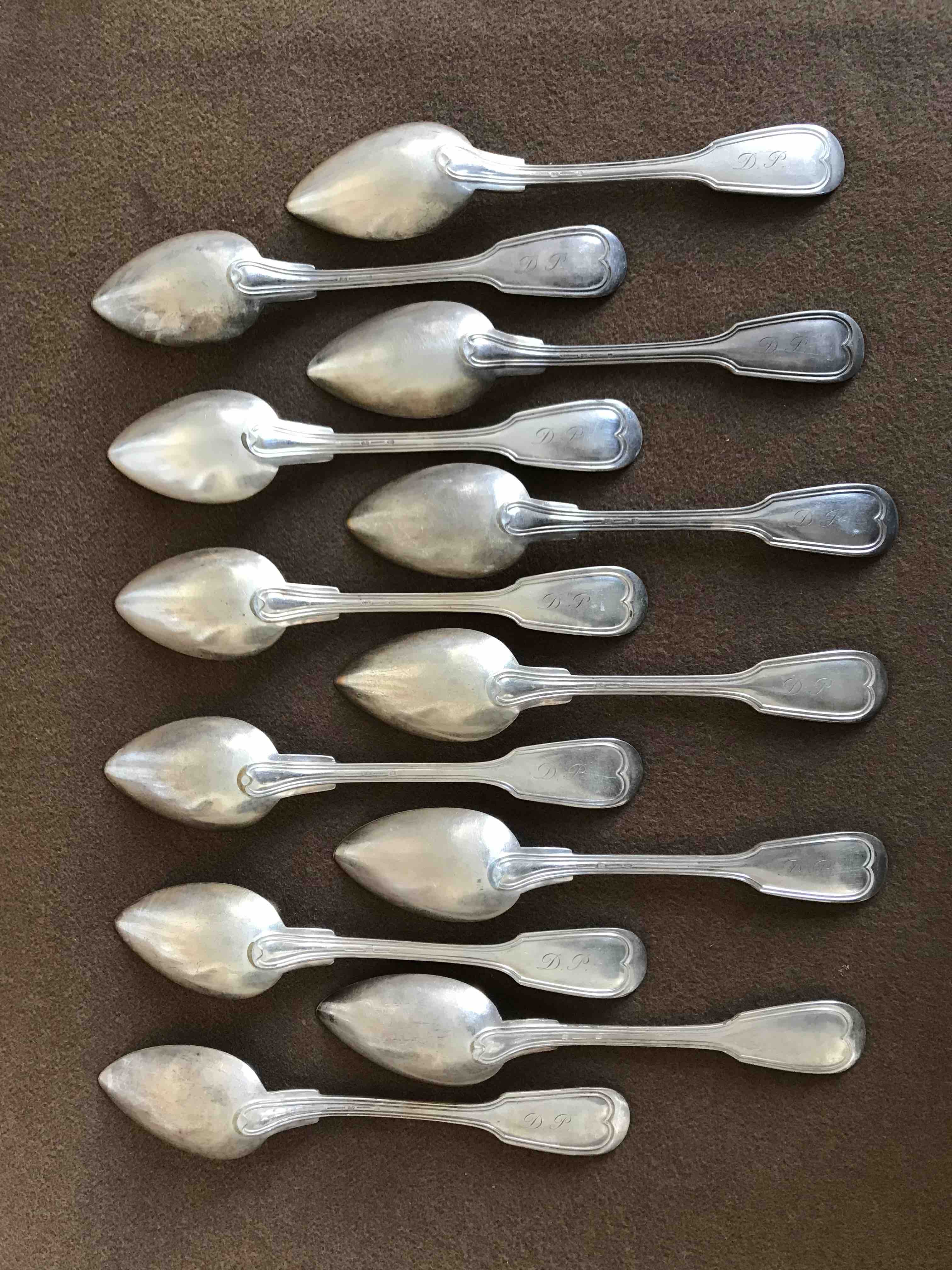 Lot 12 tablespoons in silver metal Cailar & Bayard goldsmith