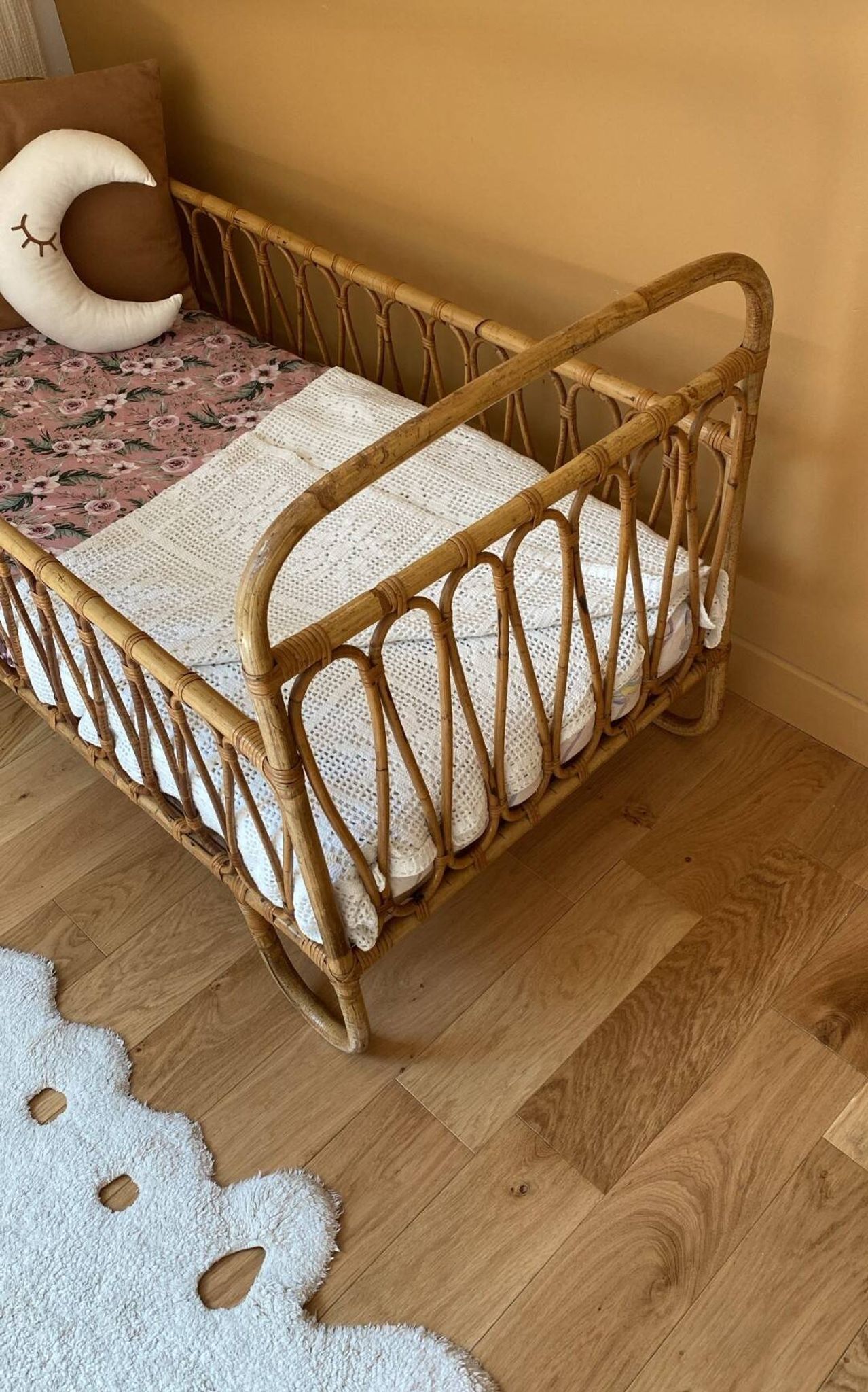 Rattan baby cot + custom bamboo mattress