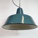 Large Industrial Petrol Enamel Factory Pendant Lamp, 1960s