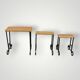 Antique wooden and wrought iron nesting tables – circa 1950