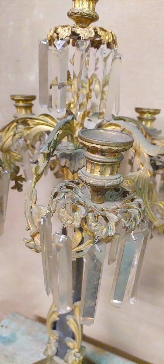 Pair of Important Large Candle Holders with Six Lights in Bronze h.73 cm