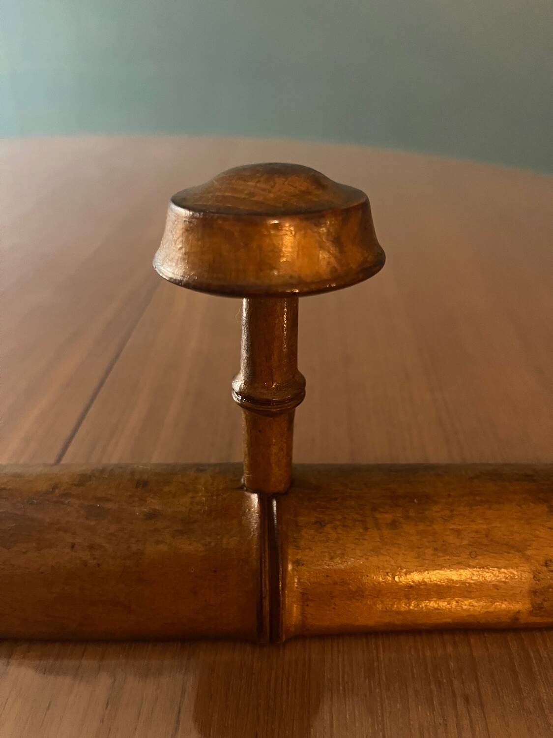 Old wooden wall coat rack