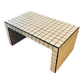 White/grey and black mosaic tile coffee table