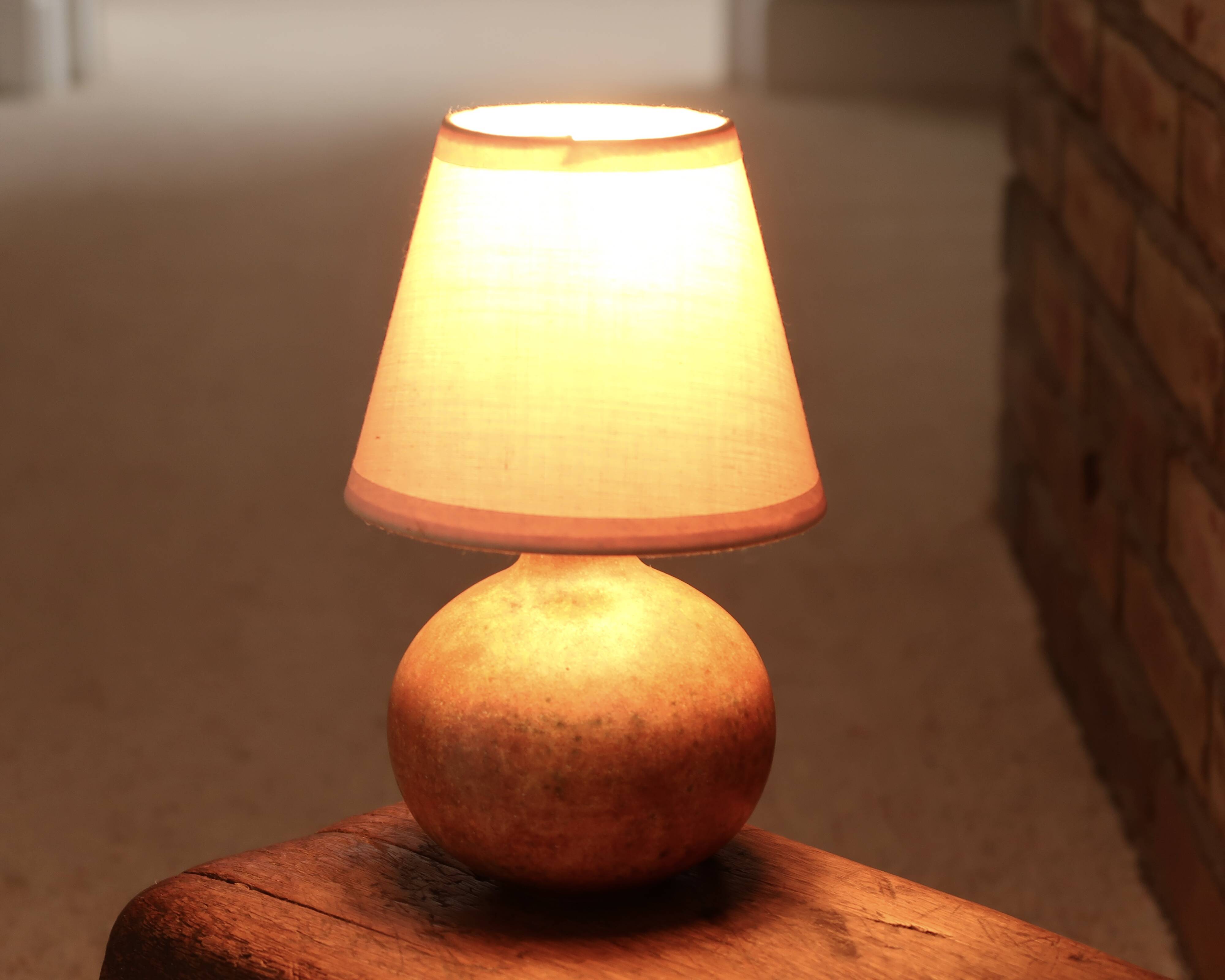 Brown ceramic lamp by pierre scheffer, 1970s