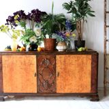 Art deco french sideboard in burr maple