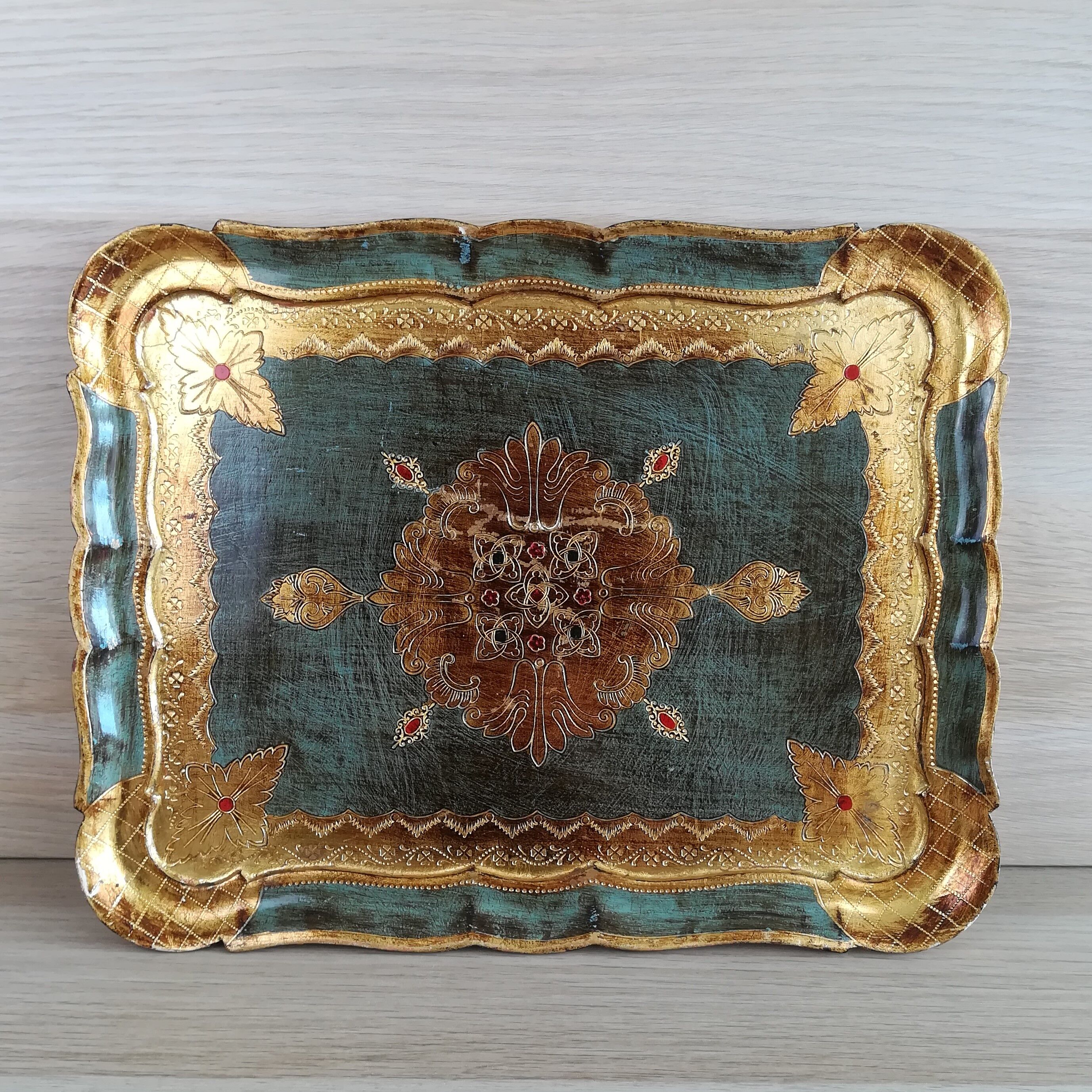 Florentine blue and gold tray