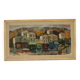 Huile sur toile suédoise originale du milieu du siècle par Bertil Wahlberg