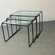 Modernist Italian steel and glass set of nesting tables, 1970s, set of 3