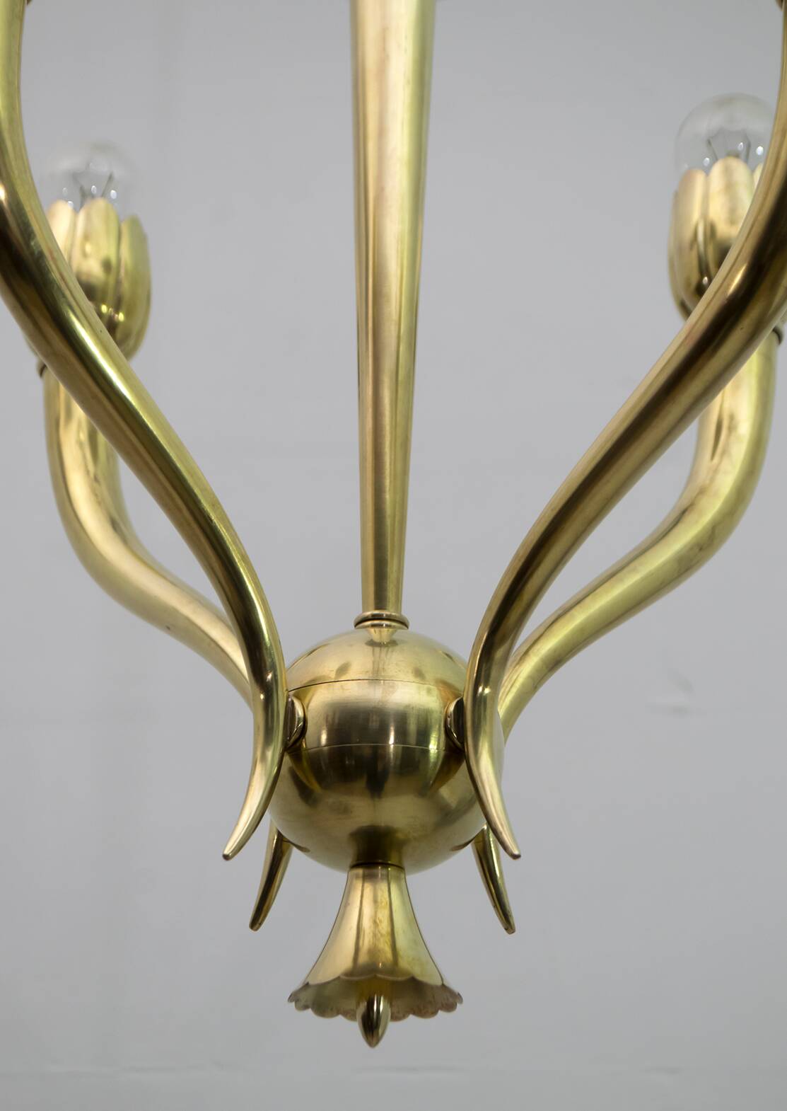 Art Deco Italian Brass Chandelier, 1940s