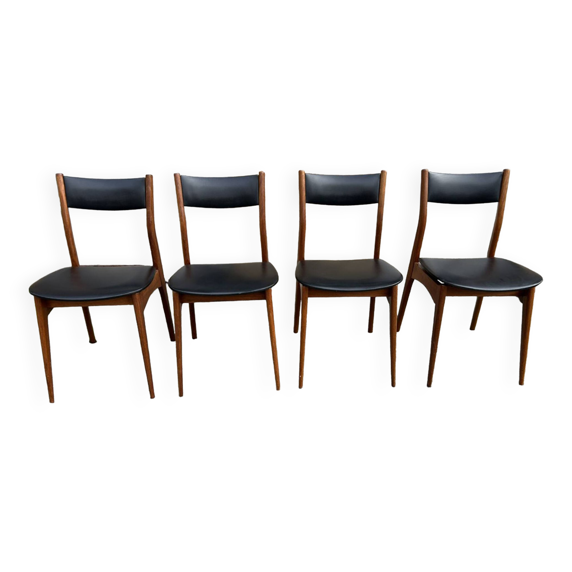 Four teak and black sky chairs, Scandinavian spirit, vintage, 60s