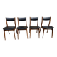 Four teak and black sky chairs, Scandinavian spirit, vintage, 60s