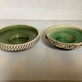 Pair of green ceramic candlesticks
