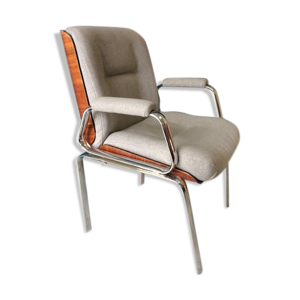 fauteuil chrome et bois