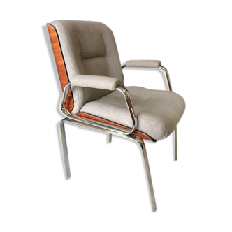 Chrome armchair and wood from the 70s