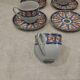 6 cups and 6 saucers, Christofle porcelain, Oceana Ginkgo blue pattern