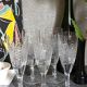 Five vintage cut crystal champagne flutes