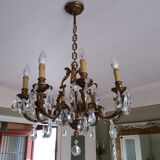 Bronze chandelier crystal tassels