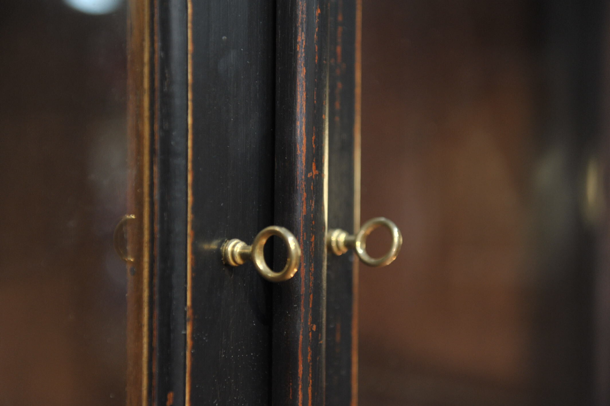 Glass library in teak 1970 patinated black