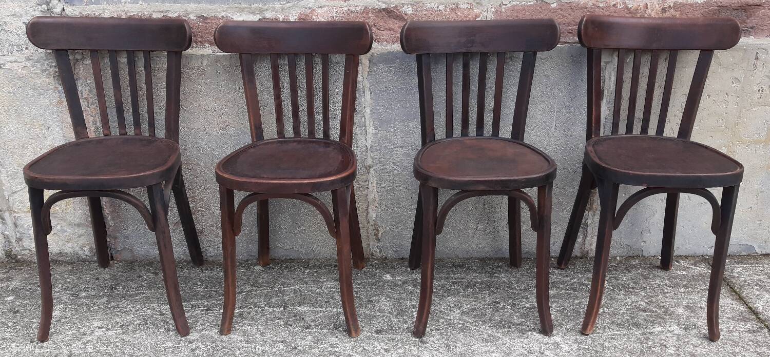 Chaises bistrot Baumann, années 50. (Lot de 4)