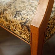 Vintage Salon Armchair with Floral Tapestry Upholstery and Scroll Armrests
