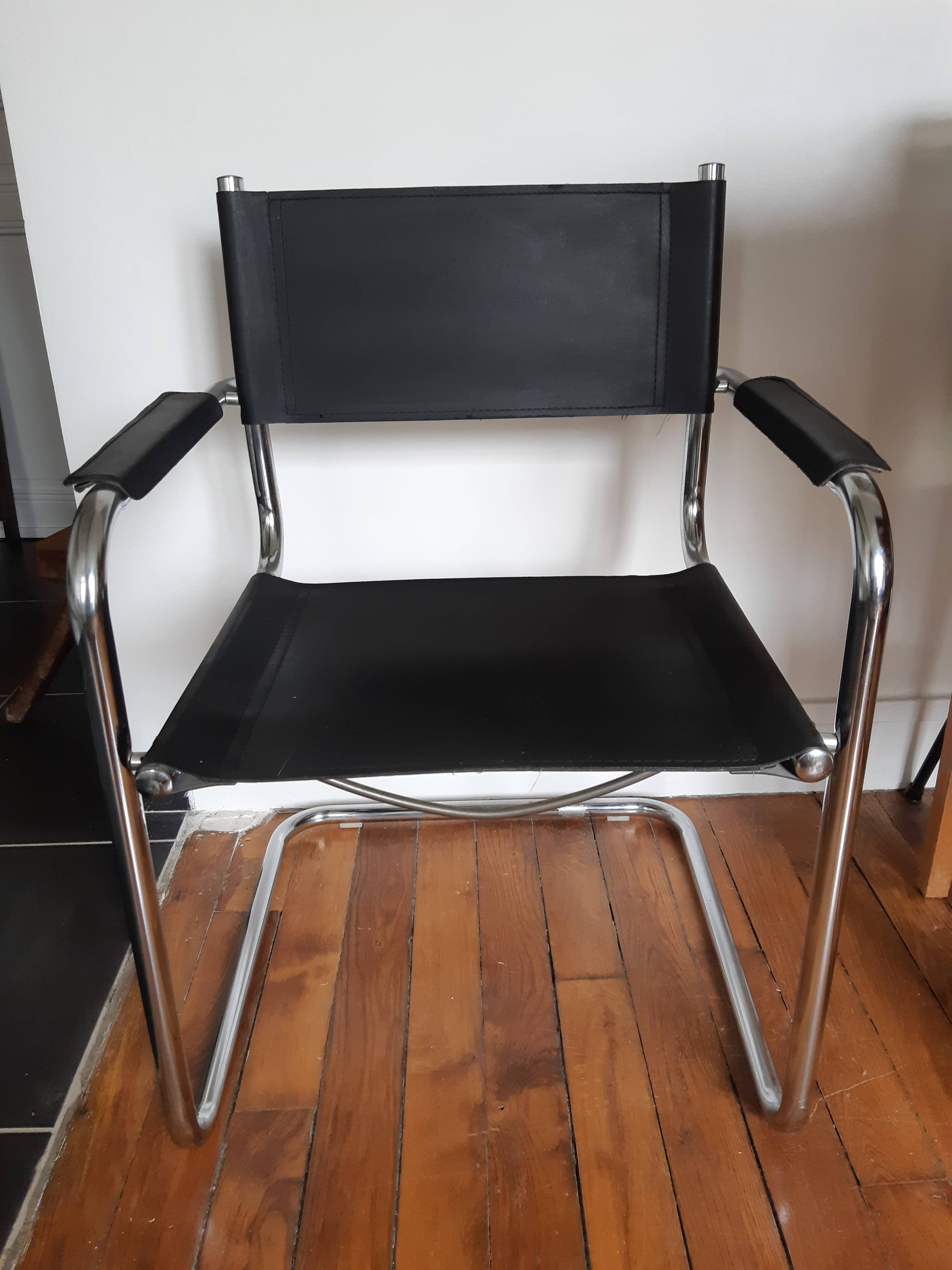 Lot of 3 vintage metal and skai armchairs