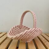 Vintage pink woven ceramic basket