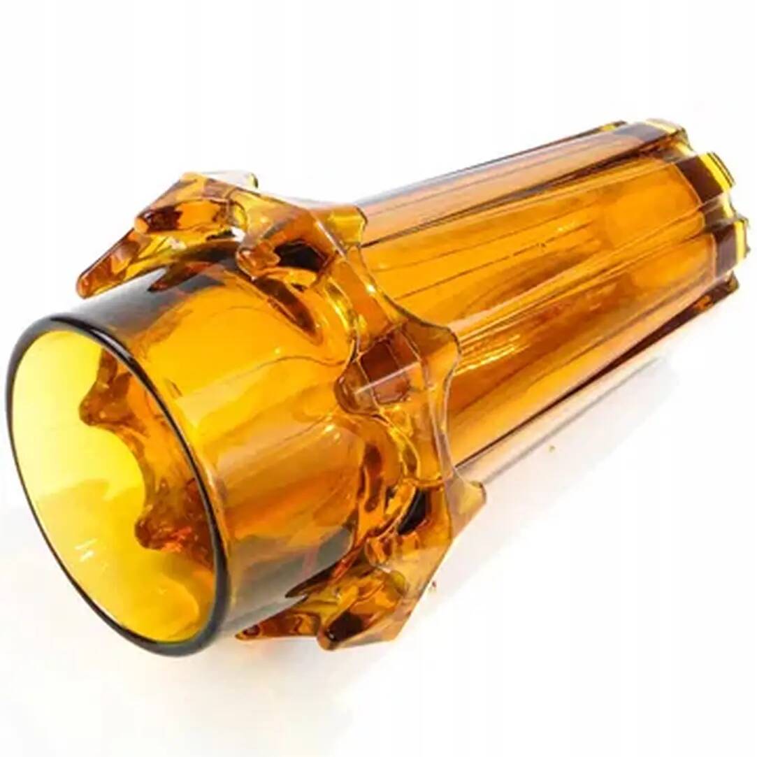 Diatret vase, mid-century modern, orange pressed glass, designed by J.S. Drost, Ząbkowice, Poland, 1970s
