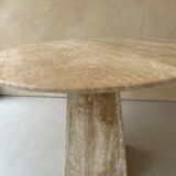 Vintage round travertine table 60s