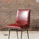 Chaise acier & skaï bordeaux années 50