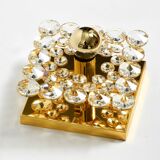 Small 70s Palwa brass ceiling or wall lamp with faceted crystal stones