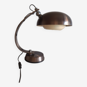 Lampe de bureau, chromée bronze, design italien 70's