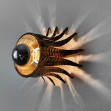 Sun wall lamp by ferro arte, metal and gold leaf, spain, 1960