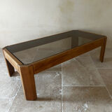 Wood and smoked glass coffee table