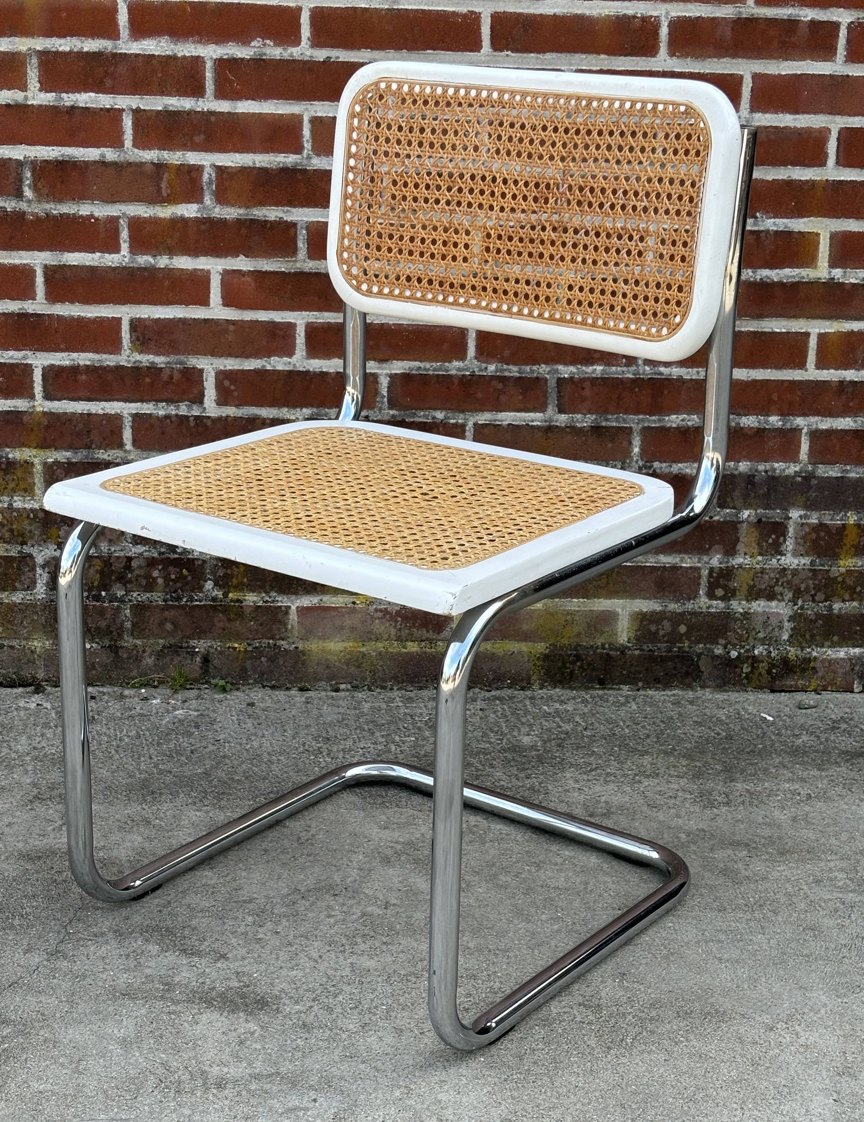 Cesca design chair model b32 in chrome white