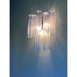 Contemporary Light-Blue “Tronchi”Murano Glass Wall Sconces in Venini Style - a Pair