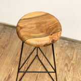 Bar stool in steel and walnut
