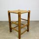 Vintage wooden and rope stool, 1960s