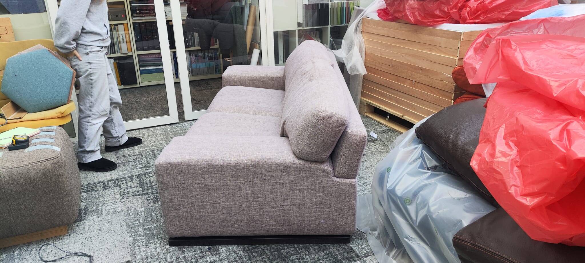 Beige 3-seater sofa, fully renovated.