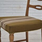 1970s, set of 4 Danish dining chairs in oak wood, green furniture wool.