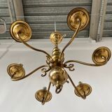 Small golden Dutch chandelier with 6 arms of light