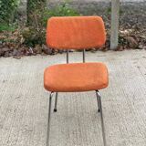 Scandinavian chair in orange fabric and chrome steel