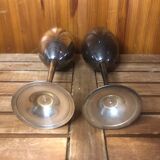 Pair of vintage silver metal wine glasses