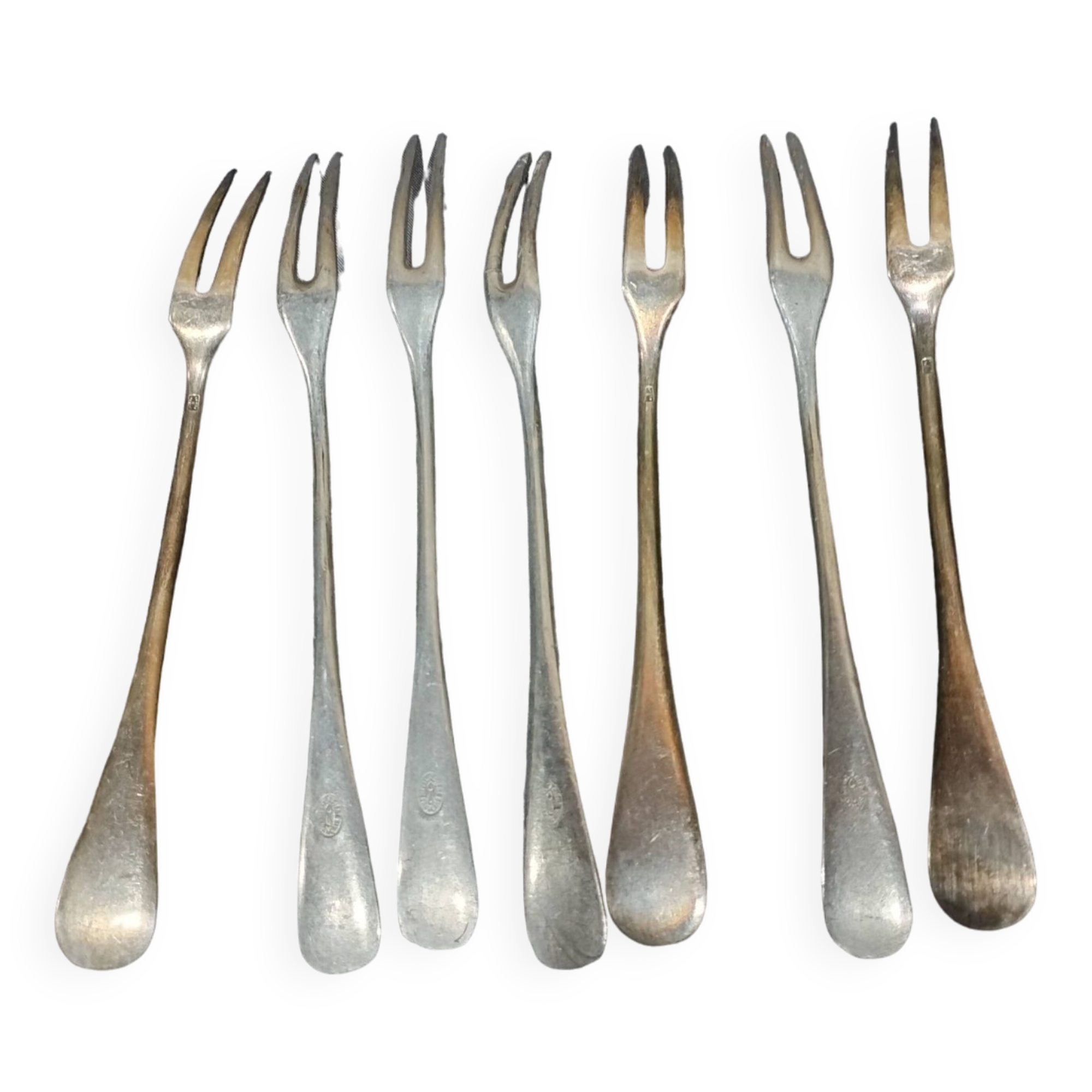 Set of 6 silver snail forks